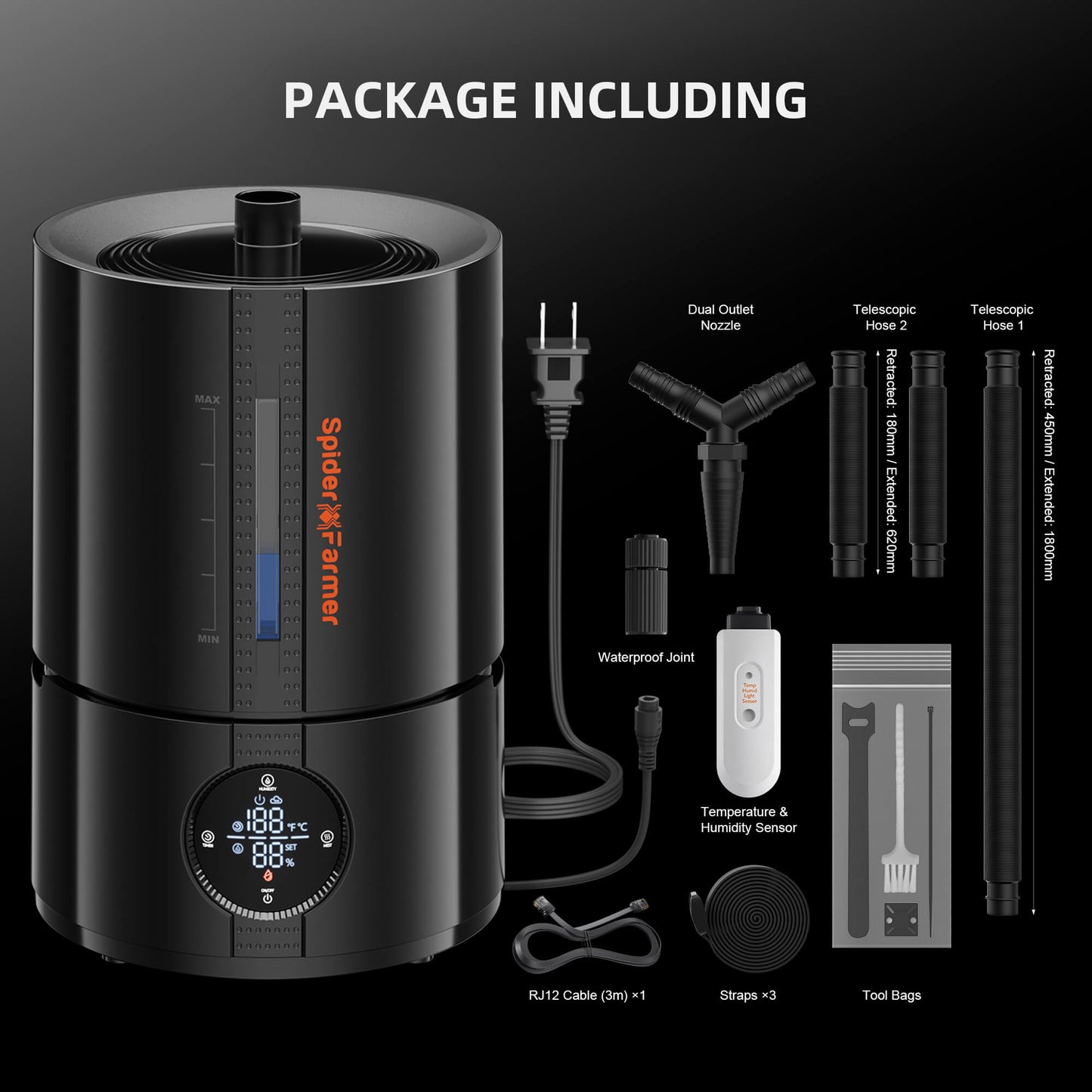 Spider Farmer 5 L Smart-Luftbefeuchter für Growbox & Growzelt