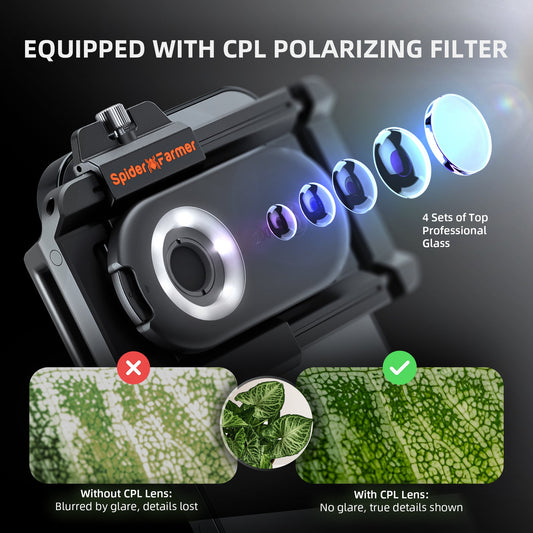 Spider Farmer 200× Phone Microscope (LED + UV + CPL)