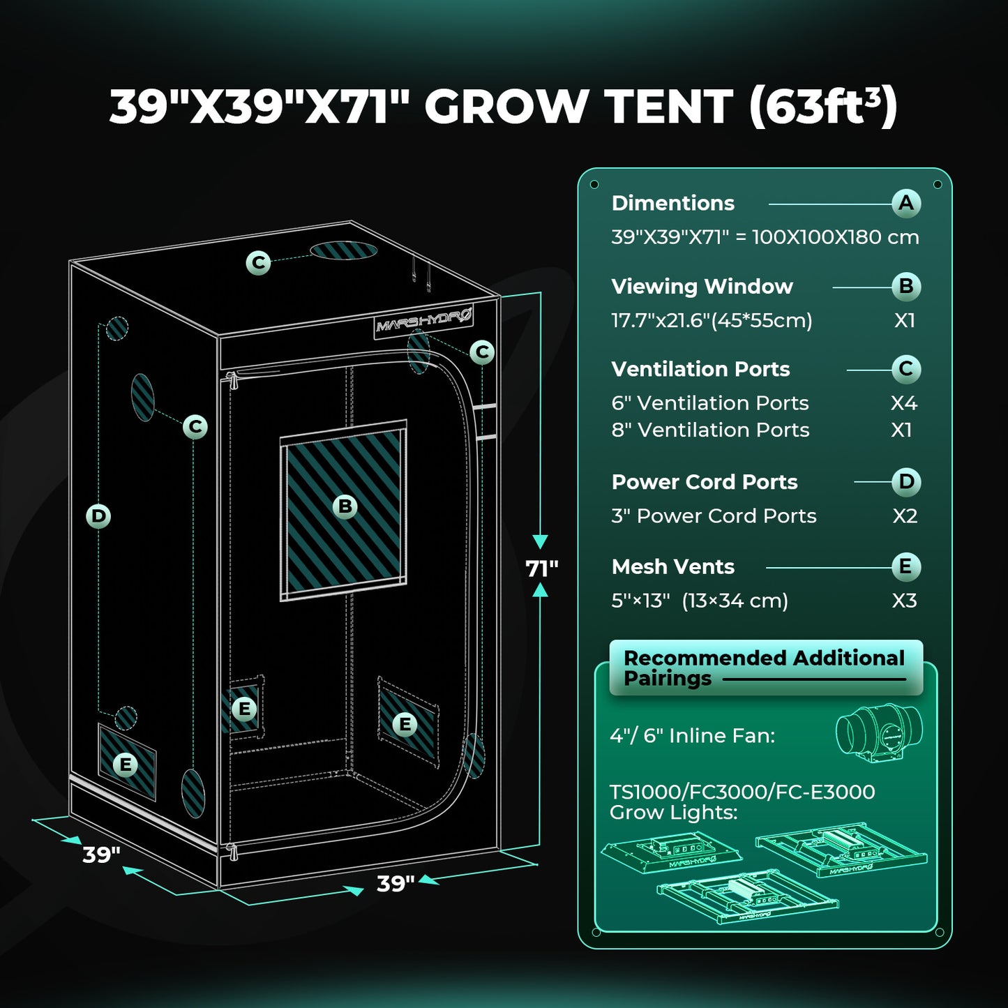Mars Hydro Growbox 100×100×180 cm Pro | 2000D