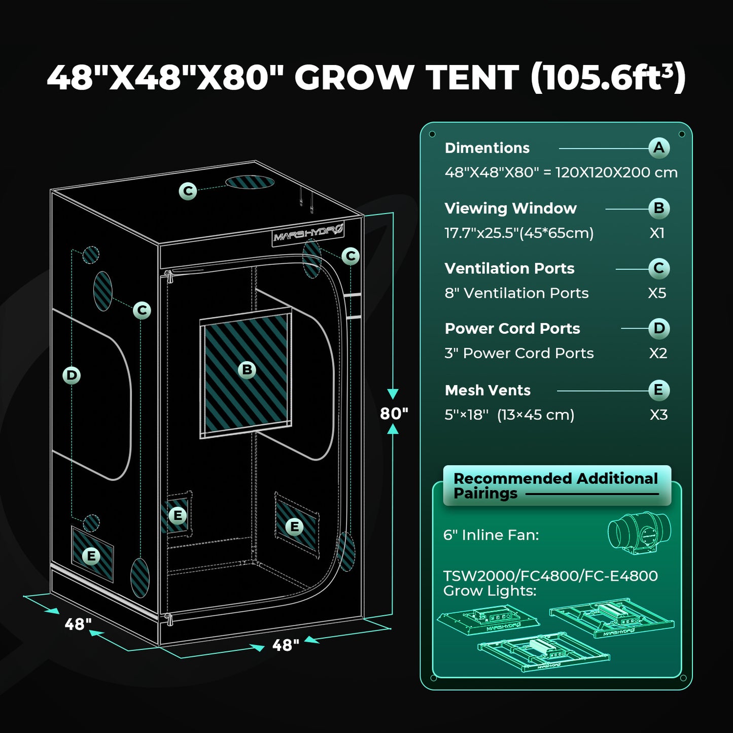 Mars Hydro Growbox 120×120×200 cm Pro | 2000D