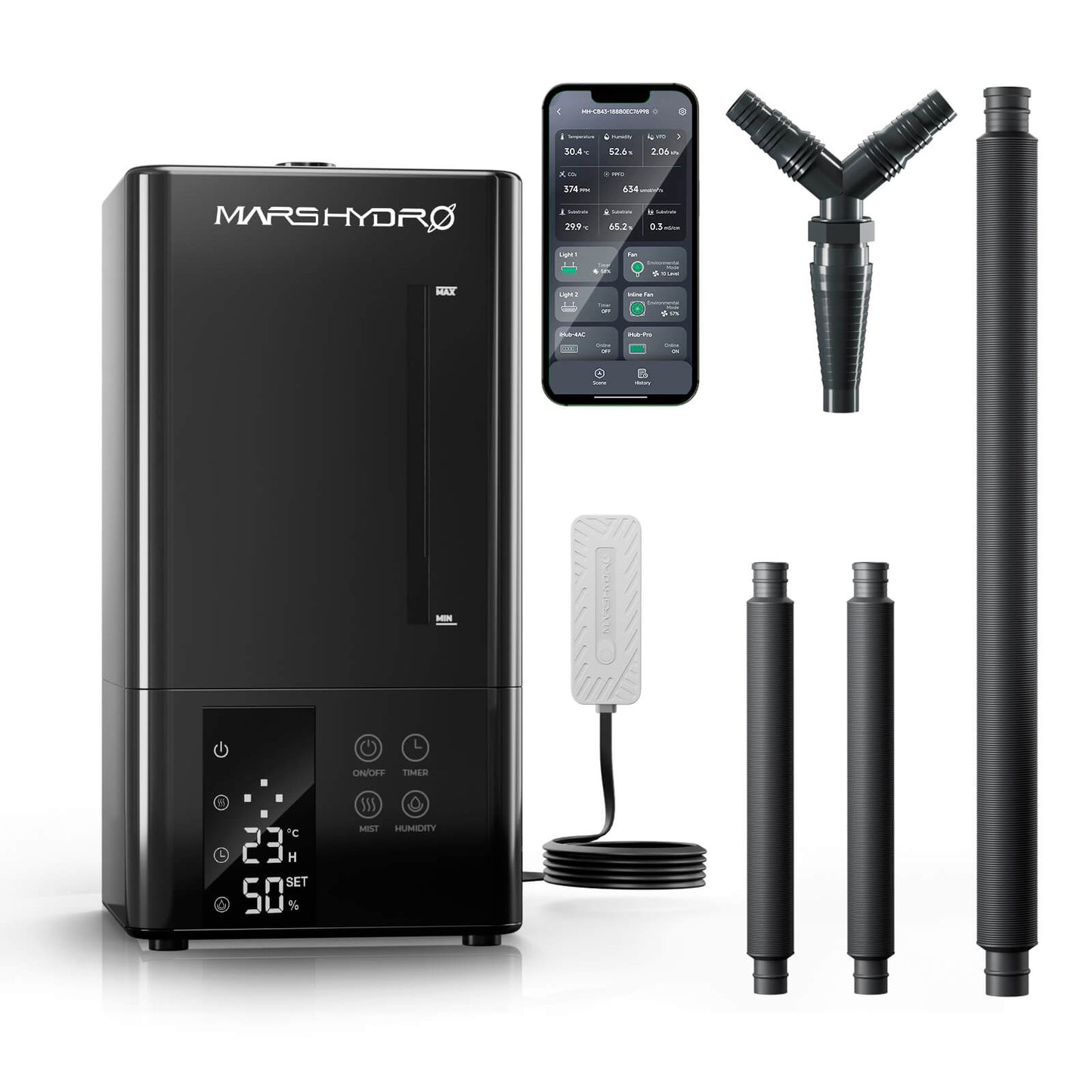 Mars Hydro Luftbefeuchter 6 L Smart – Ultraschall-Befeuchter für Growbox mit iControl-Anschluss