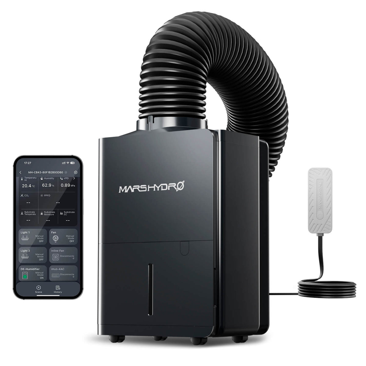 Mars Hydro Luftentfeuchter 12 L/Tag Smart – Entfeuchter für Growbox mit iControl-Anschluss