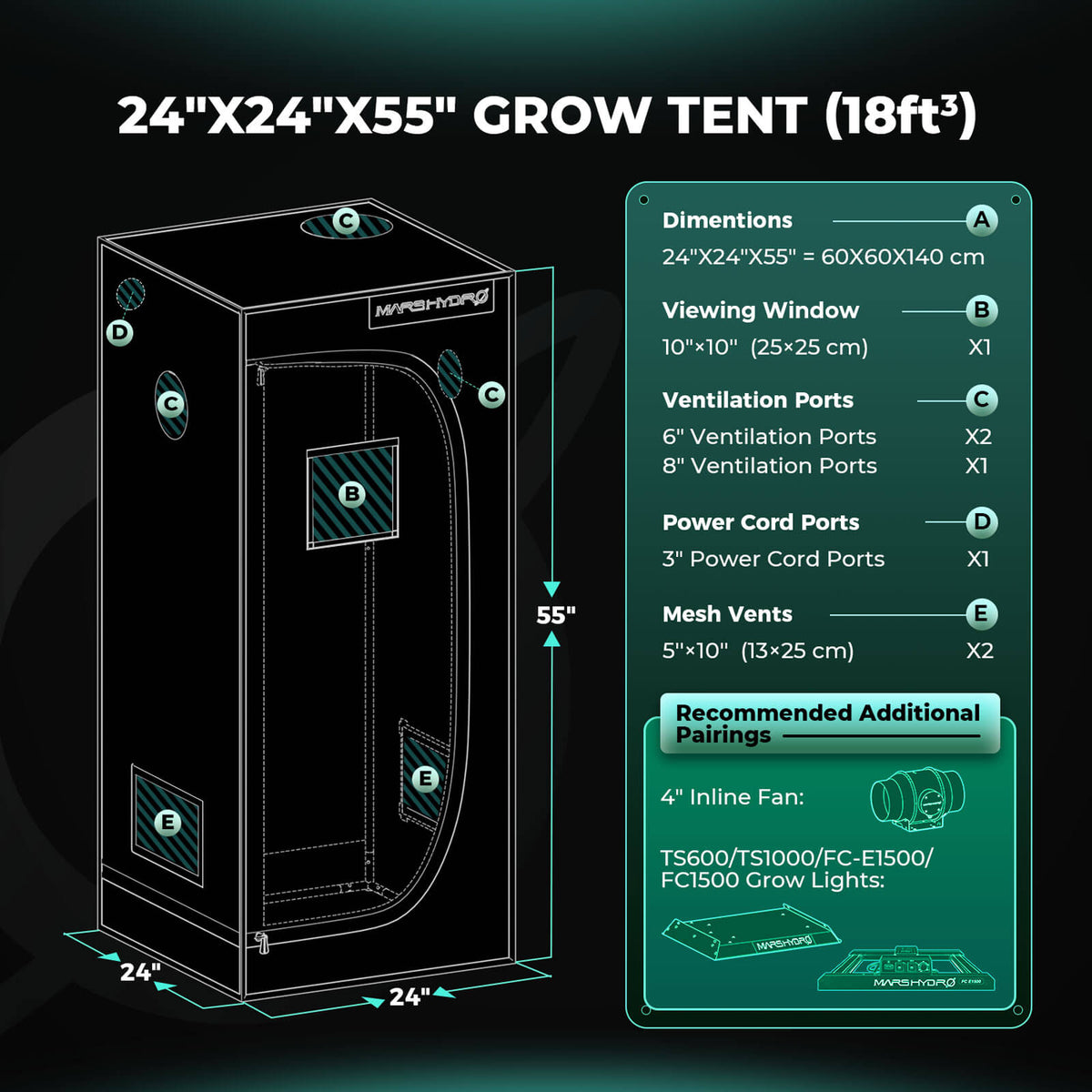 Mars Hydro 60x60x140cm Growbox
