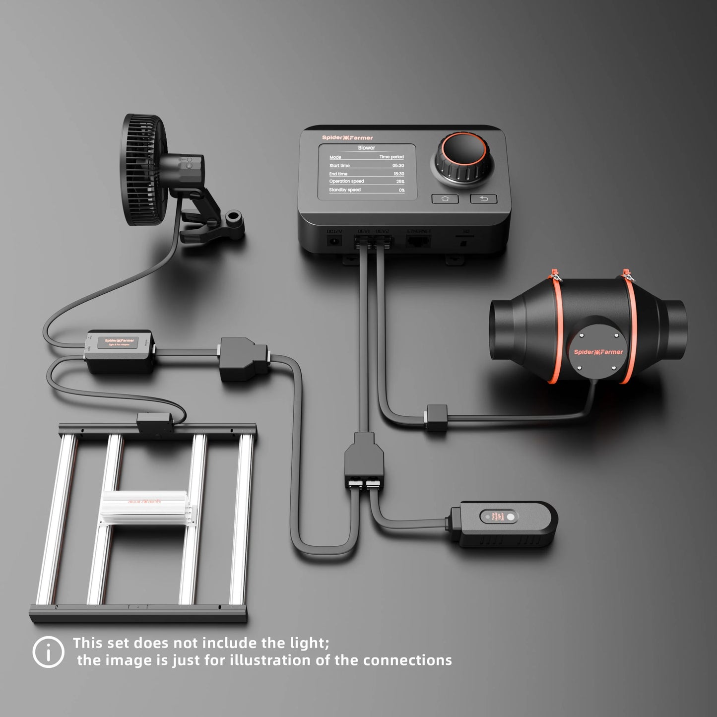 2025 Spider Farmer GGS Controller Kit with Next-Gen 6” Clip Fan