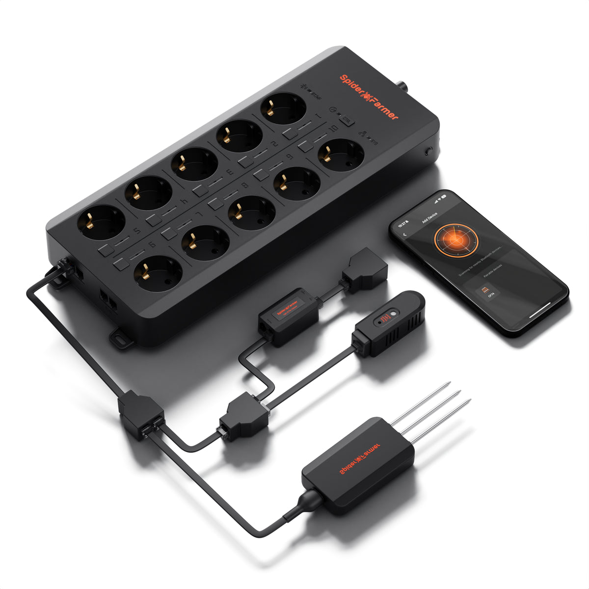 Spider Farmer GGS AC10 – smarte Steckdosenleiste mit 10 Steckdosen und Klimasensor