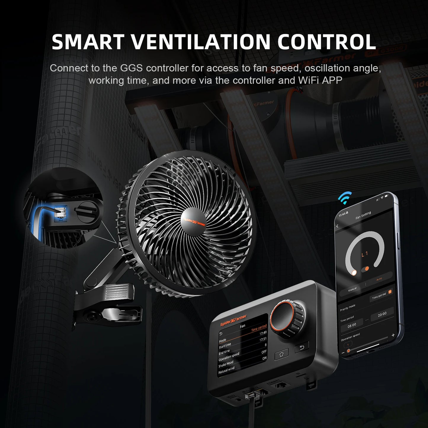 2025 Spider Farmer GGS AC10 with Next-Gen 6” Clip Fan