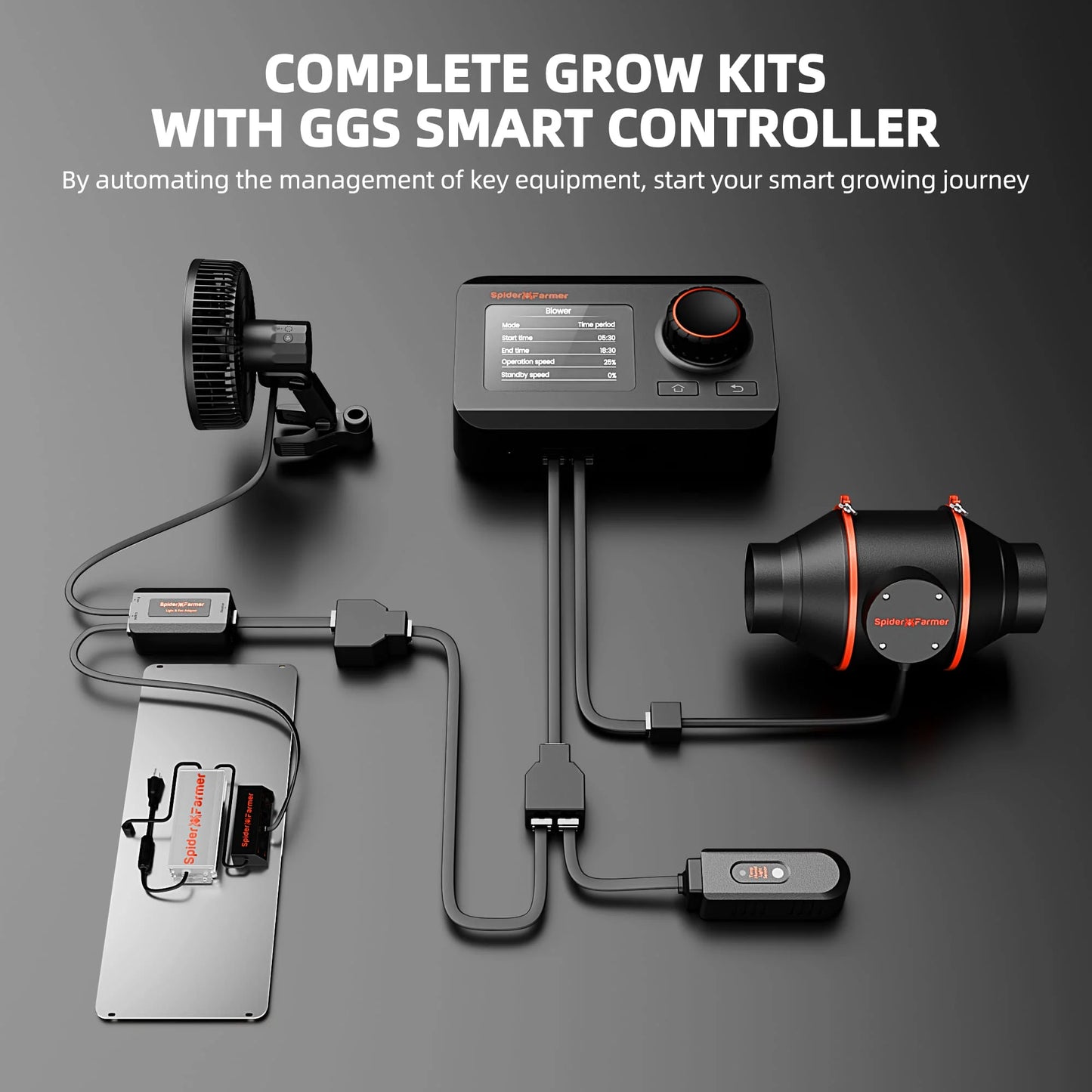 Spider Farmer 140x70x200cm Komplett Set Pro SF2000 LED 200 Watt mit Smarter Steuerung