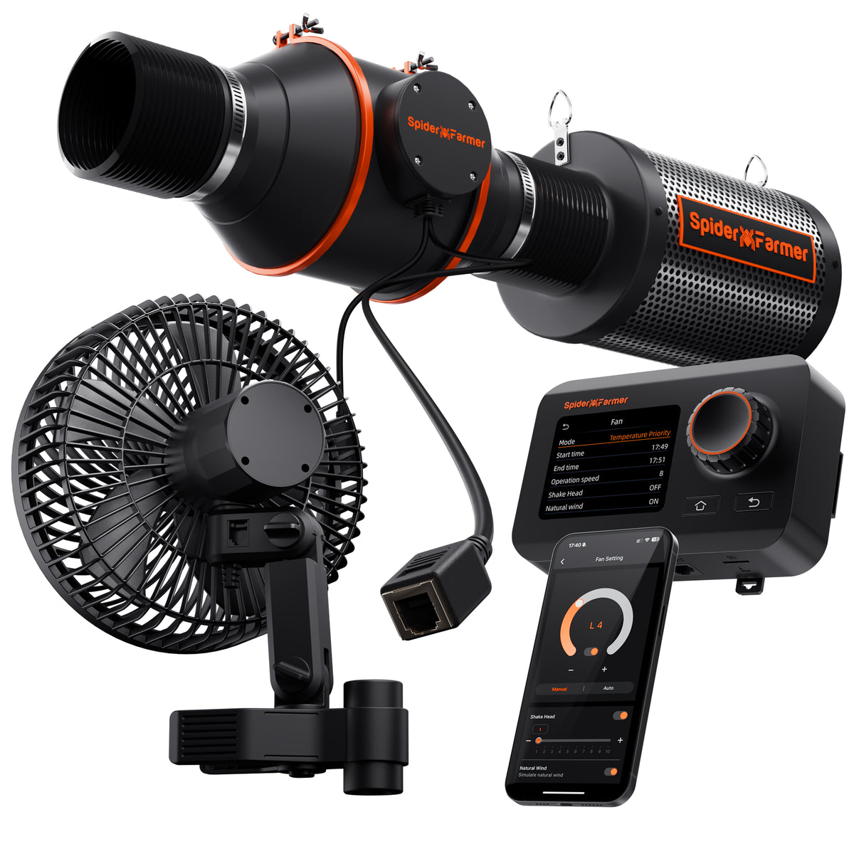 Spider Farmer GGS Controller Kit mit Clip-Ventilator 15 cm – Controller, Sensor und Clip-Fan im Set
