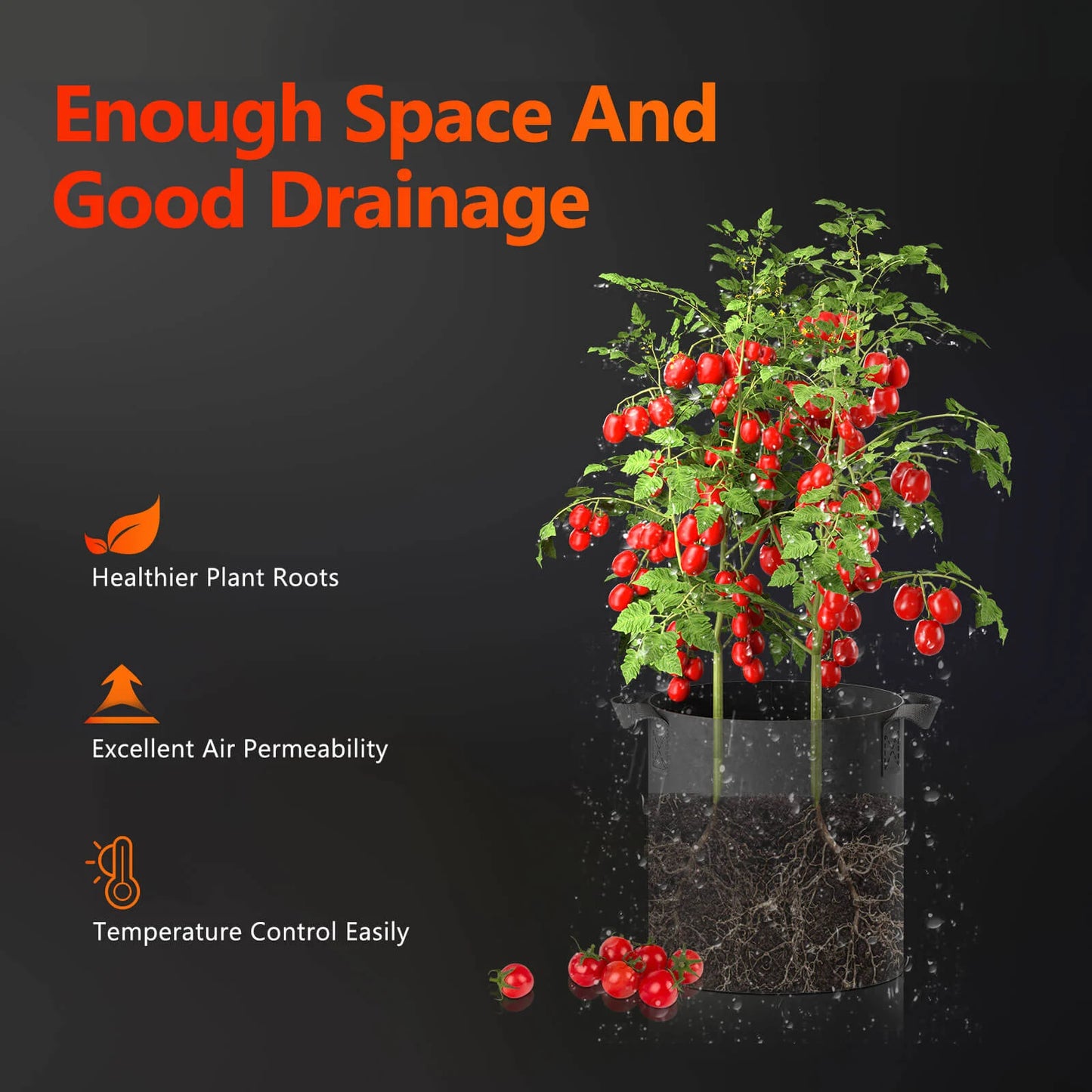 Spider Farmer 5 Gallon (19 Liter) Planting Grow Bag 5 Packs -Stofftöpfe