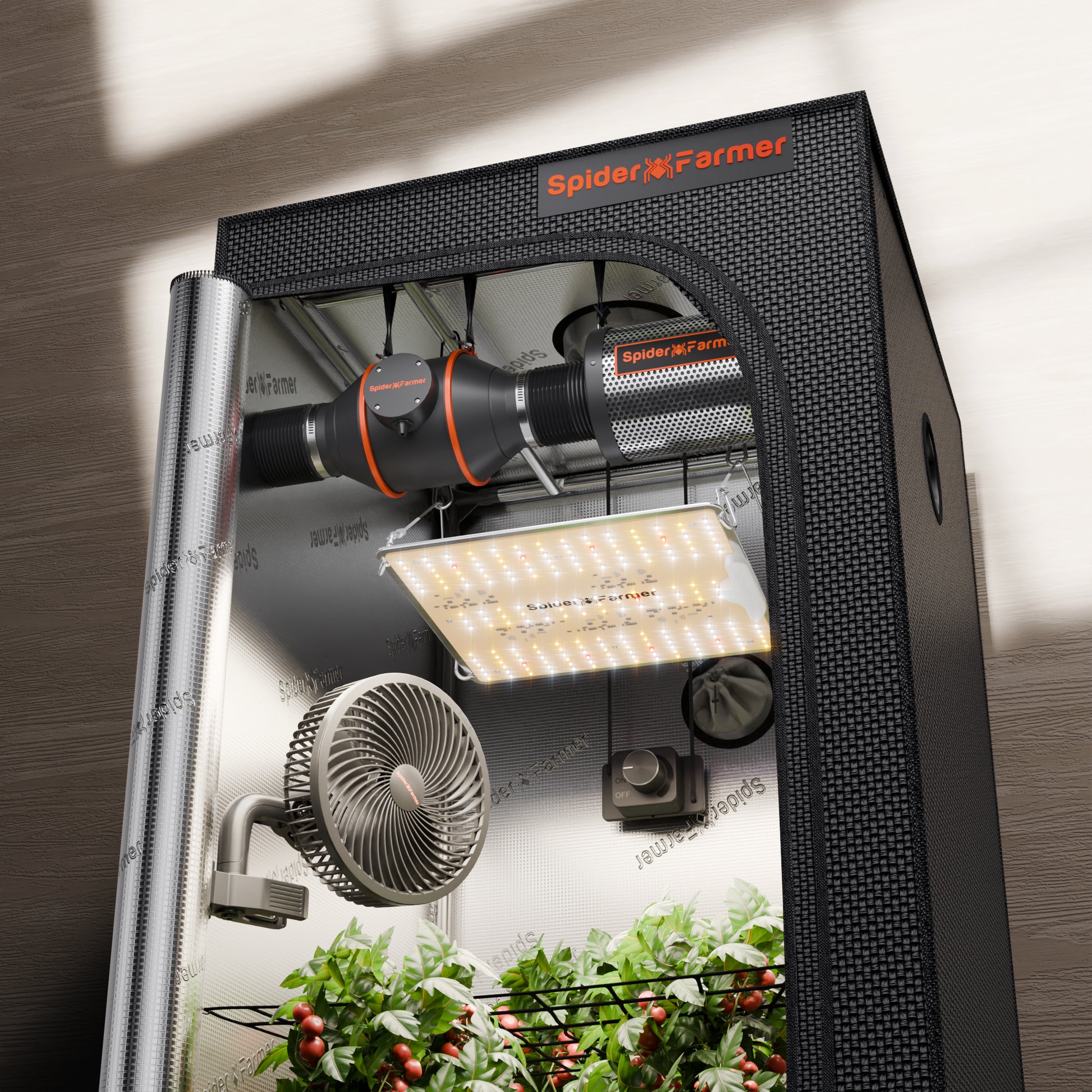 grow zelt 60x60 Spider Farmer 60x60 Growbox Komplettset SF1000D LED & Lüfter – Simple Grow