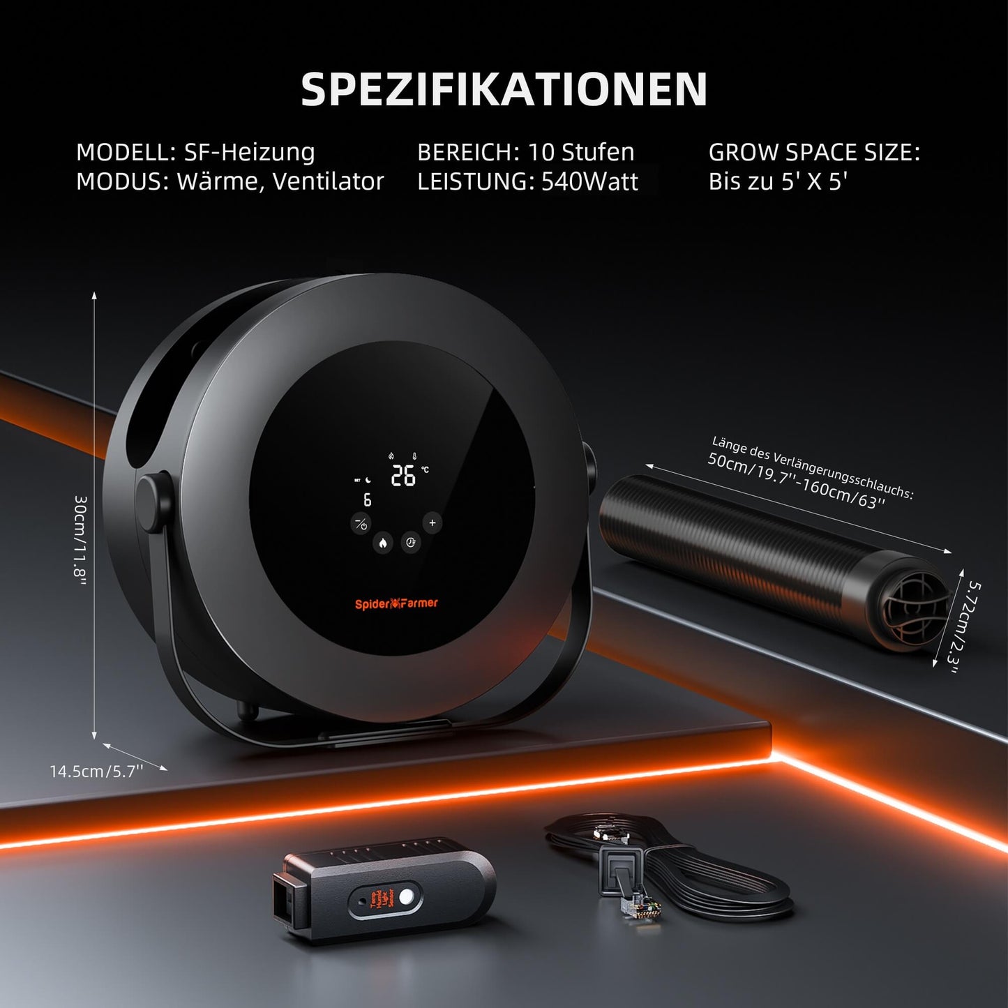 2025 Spider Farmer 540W Grow-Zelt-Heizung