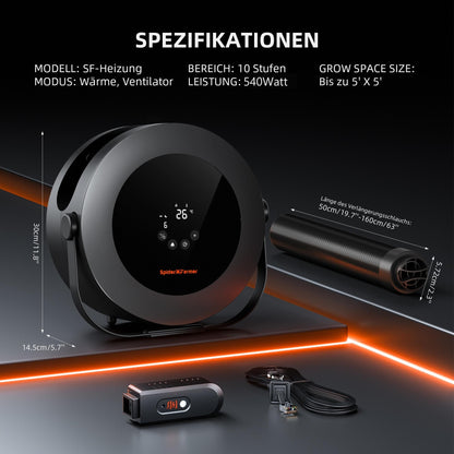 2025 Spider Farmer 540W Grow-Zelt-Heizung