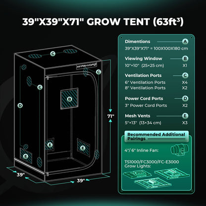 Mars Hydro Growbox Komplettset 100x100x180 cm mit FC 3000 300W
