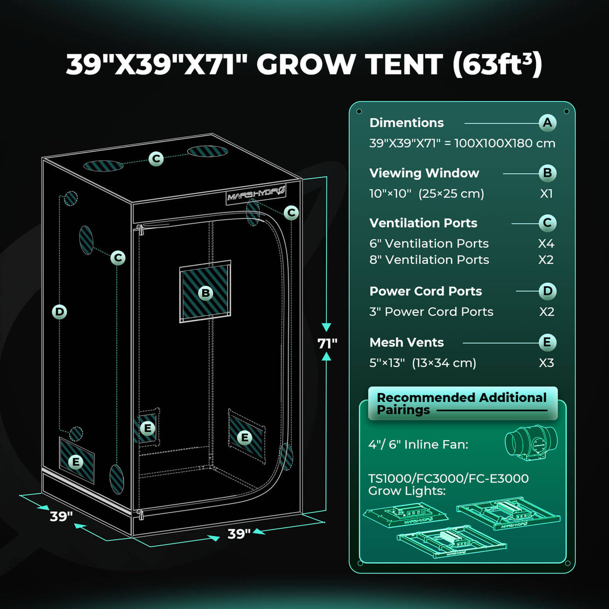 Mars Hydro Growbox Komplettset 100x100x180 cm mit FC 3000 300W & App-Steuerung