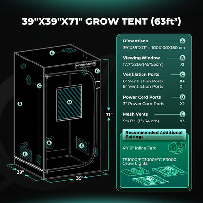 Mars Hydro Growbox 100×100×180 cm Pro | 2000D