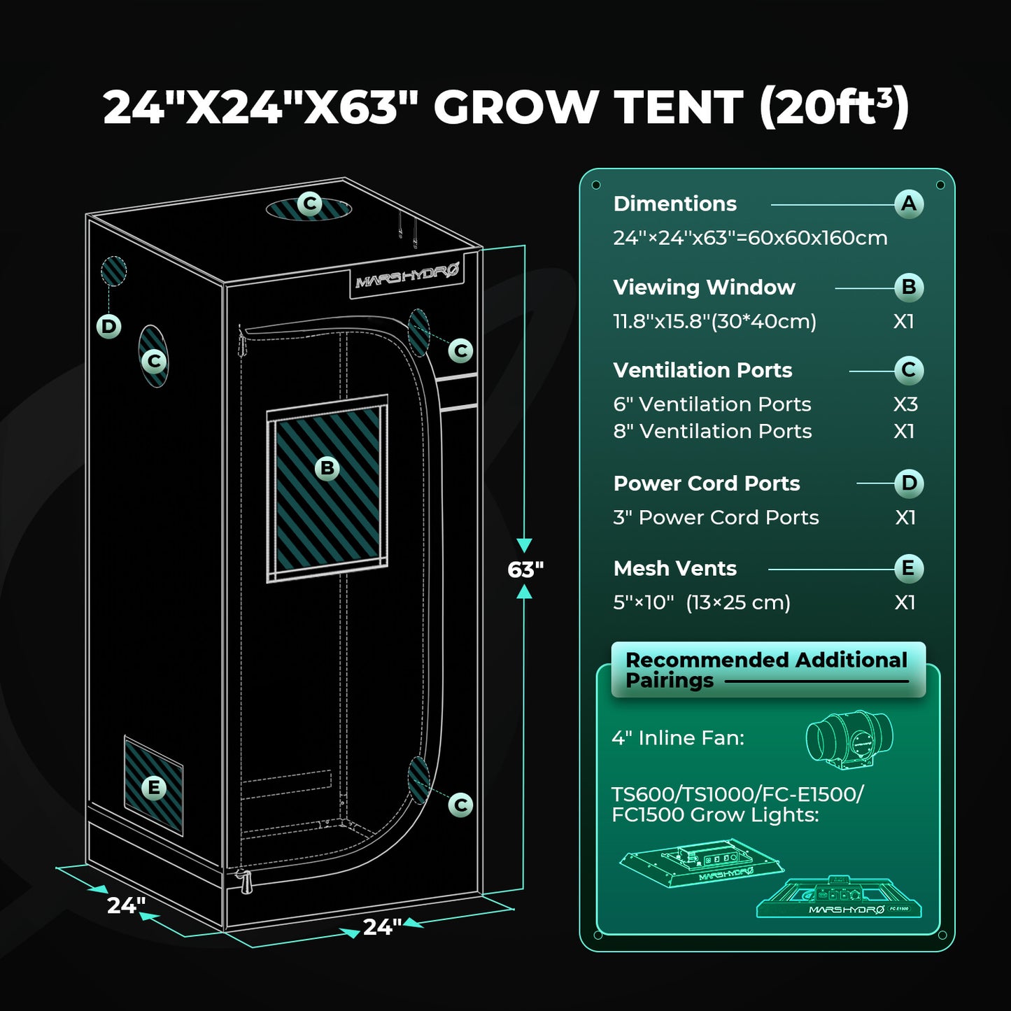Mars Hydro Growbox 60×60×160 cm Pro | 2000D