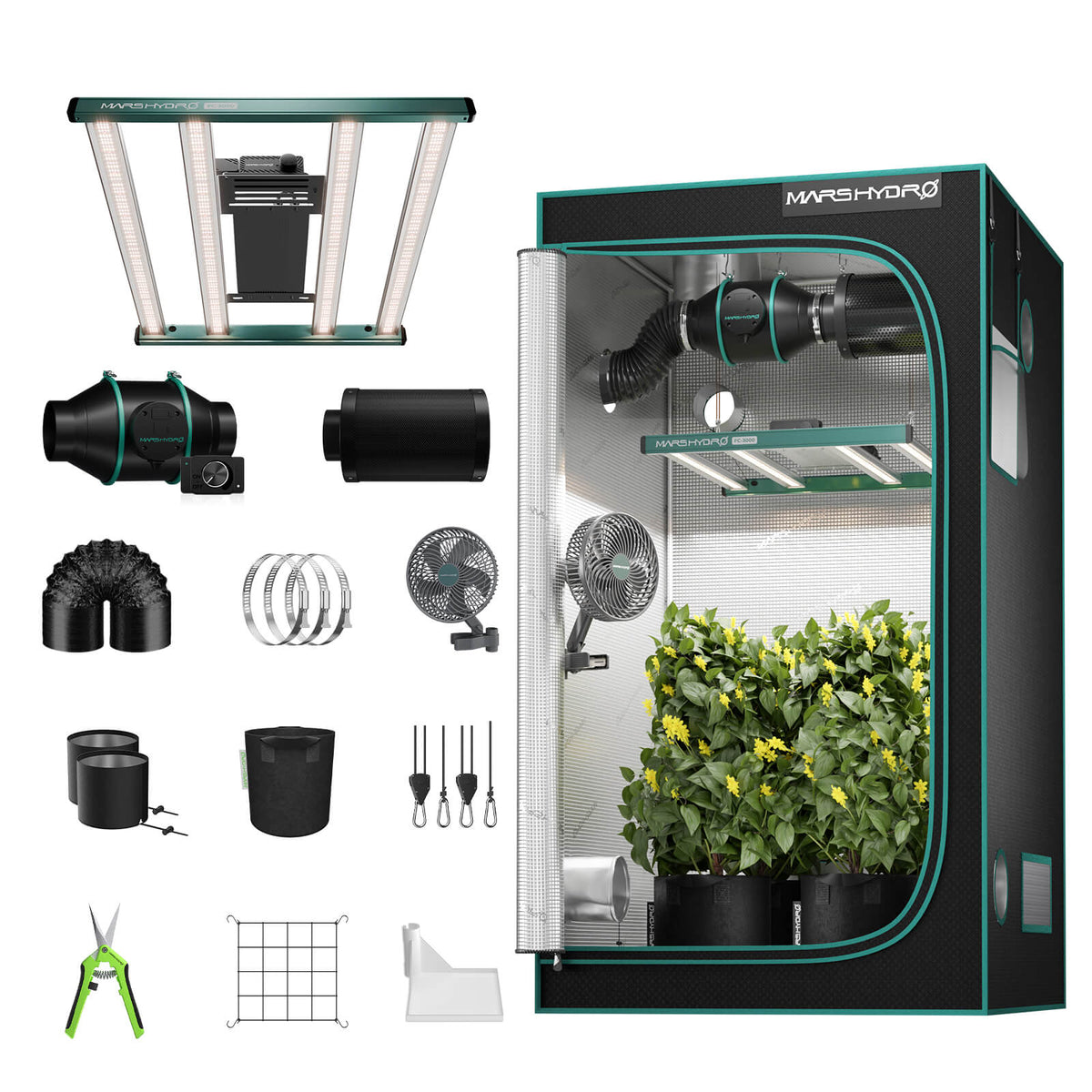 Mars Hydro Growbox Komplettset 100x100x180 cm mit FC 3000 300W