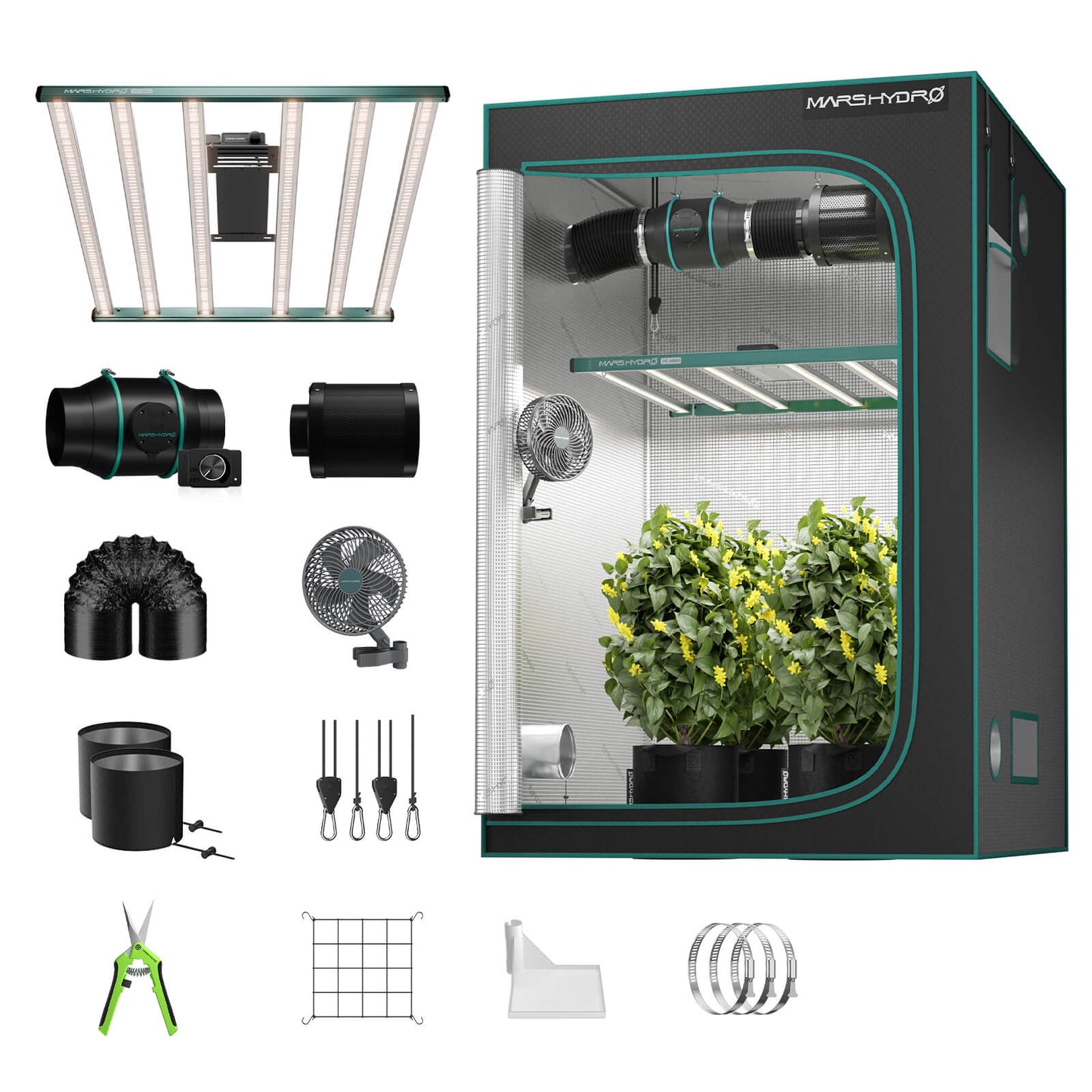 Mars Hydro Growbox Komplettset 120x120x200 cm mit FC 4800 480W