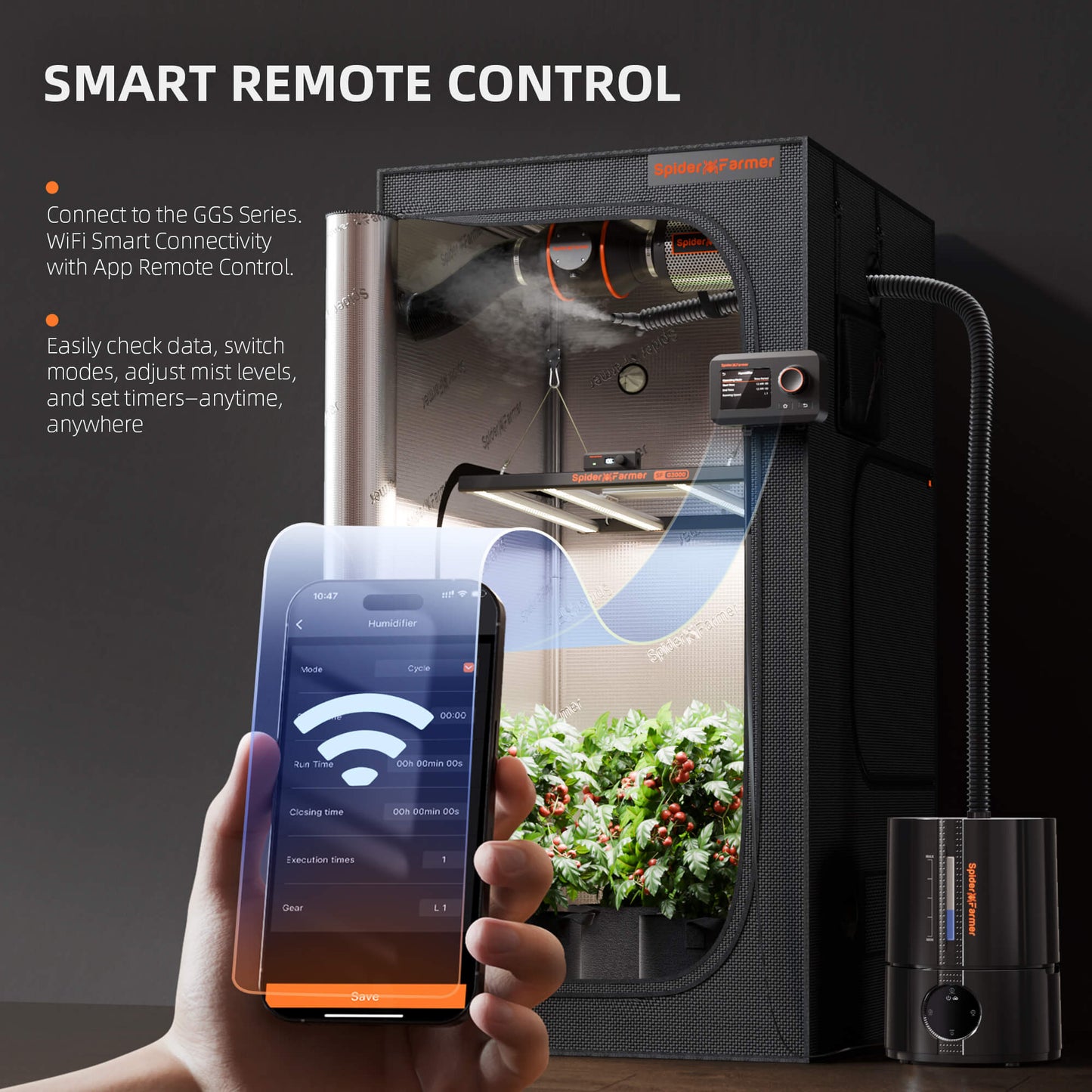 Spider Farmer 5 L Smart-Luftbefeuchter für Growbox & Growzelt