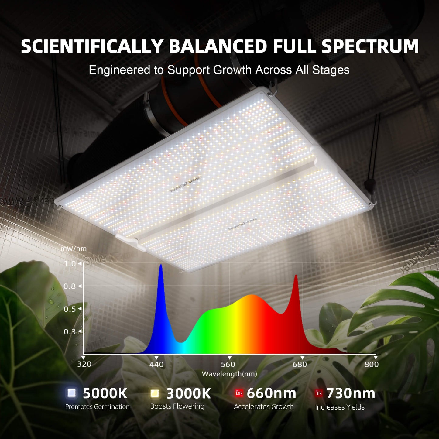 Spider Farmer SF 4000 LED Growlampe mit Treiber und Dimmbox, Seitenansicht