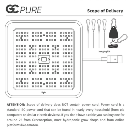 Greenception GC-PURE 80 Watt – Herstellerübersicht zum Lieferumfang ohne Netzkabel