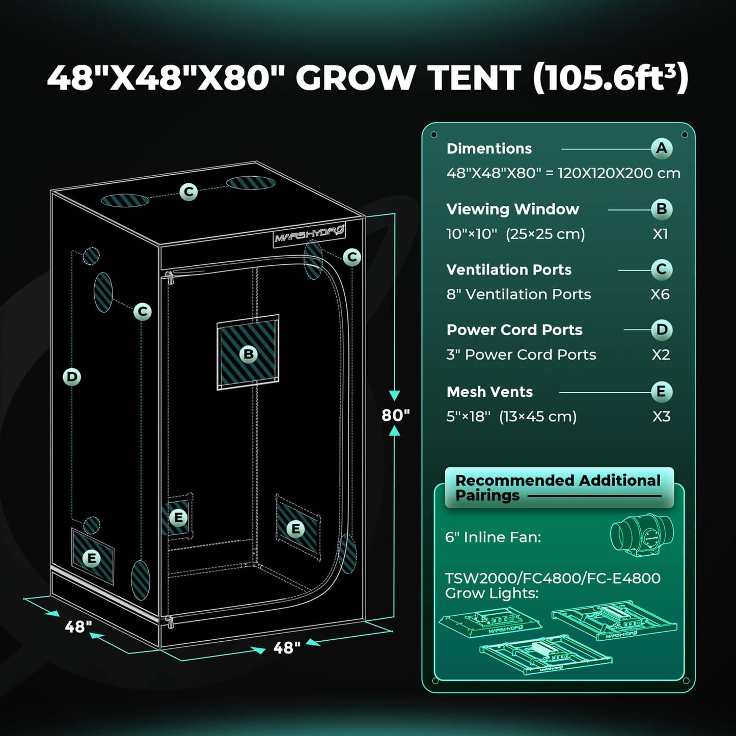 Mars Hydro 120x120x200cm Grow Box